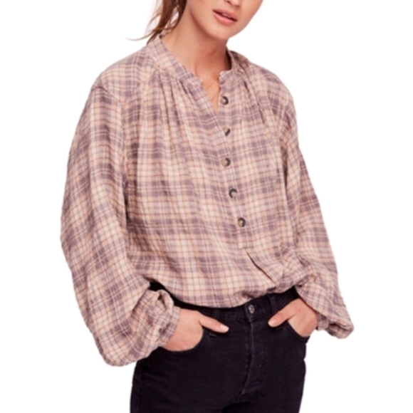 Free People Tops Free People Northern Bound Plaid Pullover sz S - Picture 1 of 10